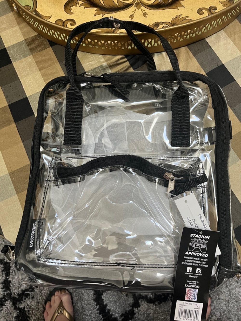Eastsport Clear Tote with Black Trim - Stadium Approved Clear Bag